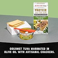 Vista 4 de Bumble Bee Prime Protein on the Run Tuna Snack Kit, Pack of 12 - Gourmet Tuna Marinated in Olive Oil & Mild Jalapeno with Crackers and Serving