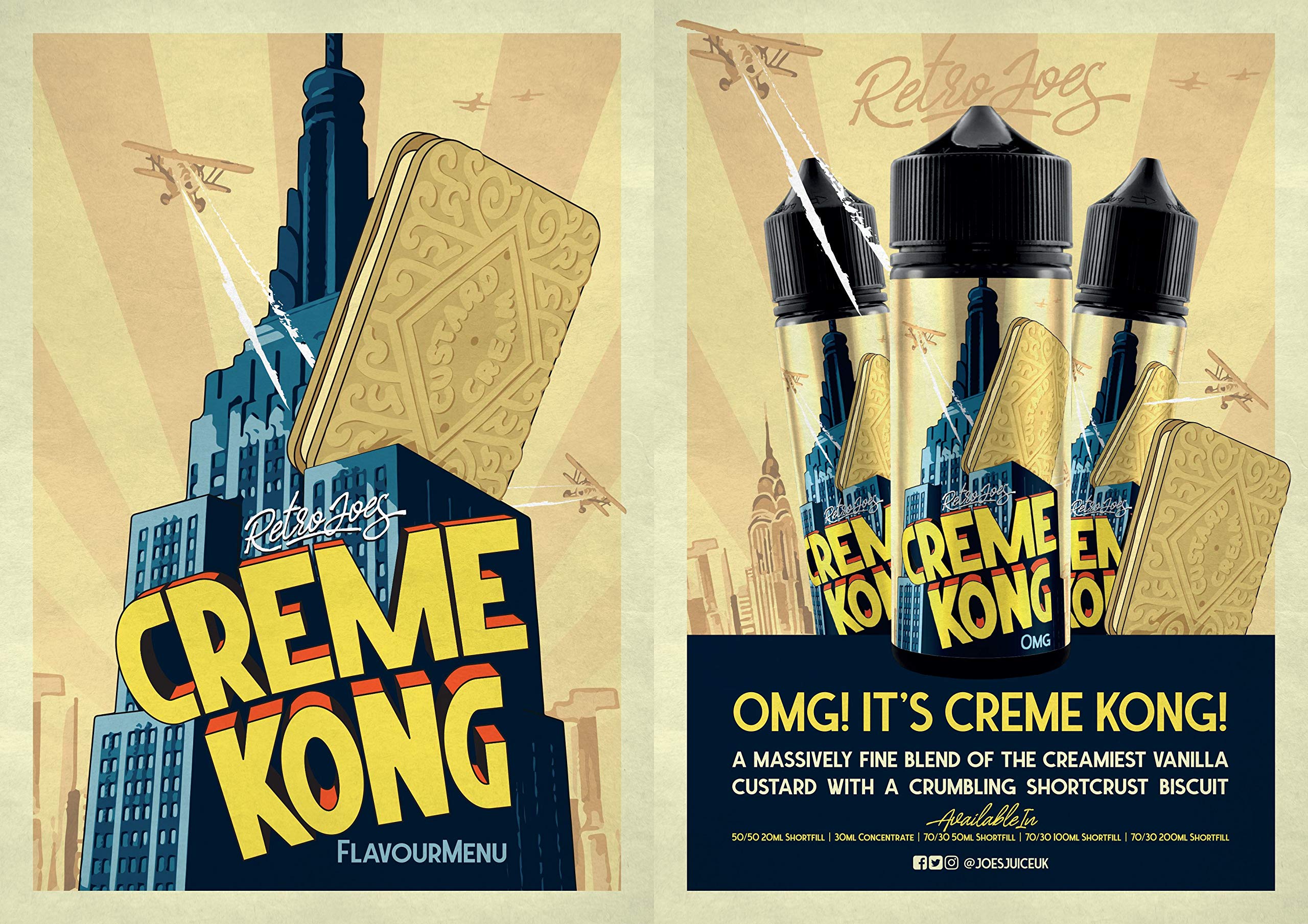 Creme Kong Strawberry Retro Joe's Juice 200ml (sans nicotine ni tabac) :  Amazon.fr: High-Tech