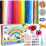 600pcs Pipe Cleaners Crafts Kit, 30 Colors Pipe Cleaners Bulk with 20 Designs Instruction Book, Colorful Chenille Stems for Animal Flower Creative Projects DIY, Arts and Crafts for Kids Ages 4-12