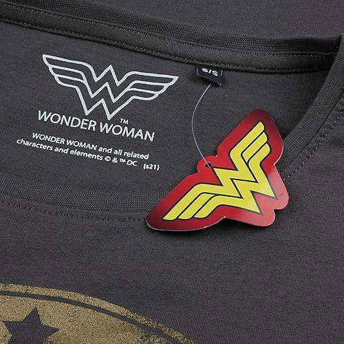 Miniatura 4 de Popfunk Camiseta clásica de moda de manga enrollada con logotipo metálico de Wonder Woman