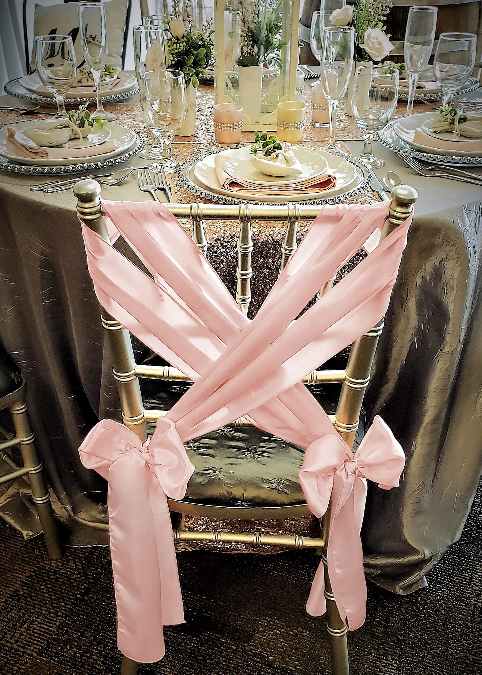 Satin-Stuhlschärpen für Hochzeitsempfang, universelle Dekoration, Stuhlbezug, Rückenbindung, waschbar, wiederverwendbar, für Hochzeiten, Veranstaltungen, Bankette, 72 Stück (17,8 x 274,3 cm)