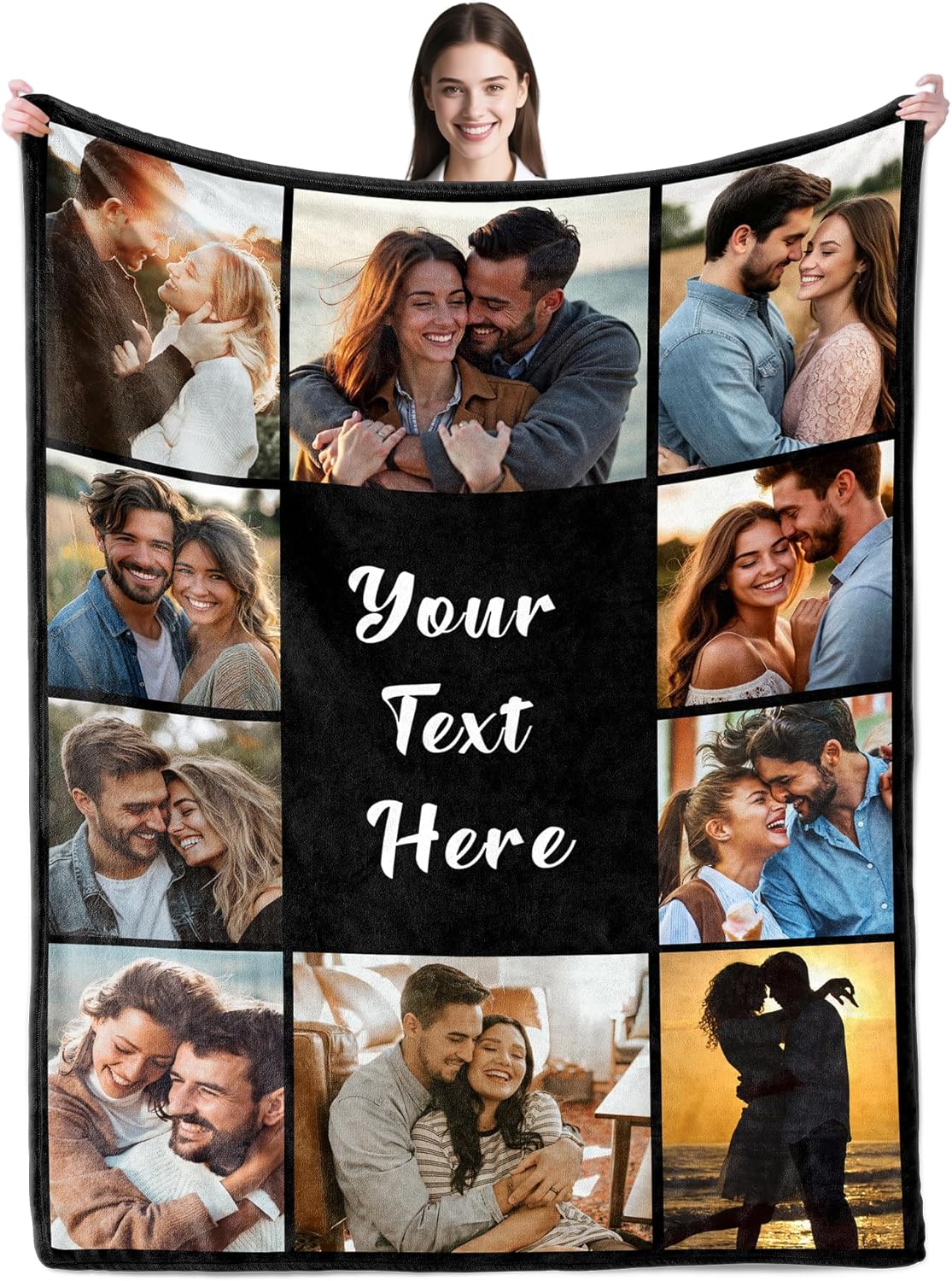 Custom Blanket with Picture Text Personalized Throws Blanket with Photos Customize Blanket Customizable Blankets Customized Gifts for Mom Dad Couple Girlfriend Boyfriend Wife Husband