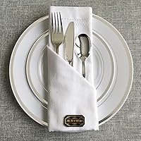 Vista 3 de JL Prime Juego de cubiertos de plástico plateado de 300 piezas, cubiertos de plástico reciclable reutilizable, utensilio de plástico plateado, 100