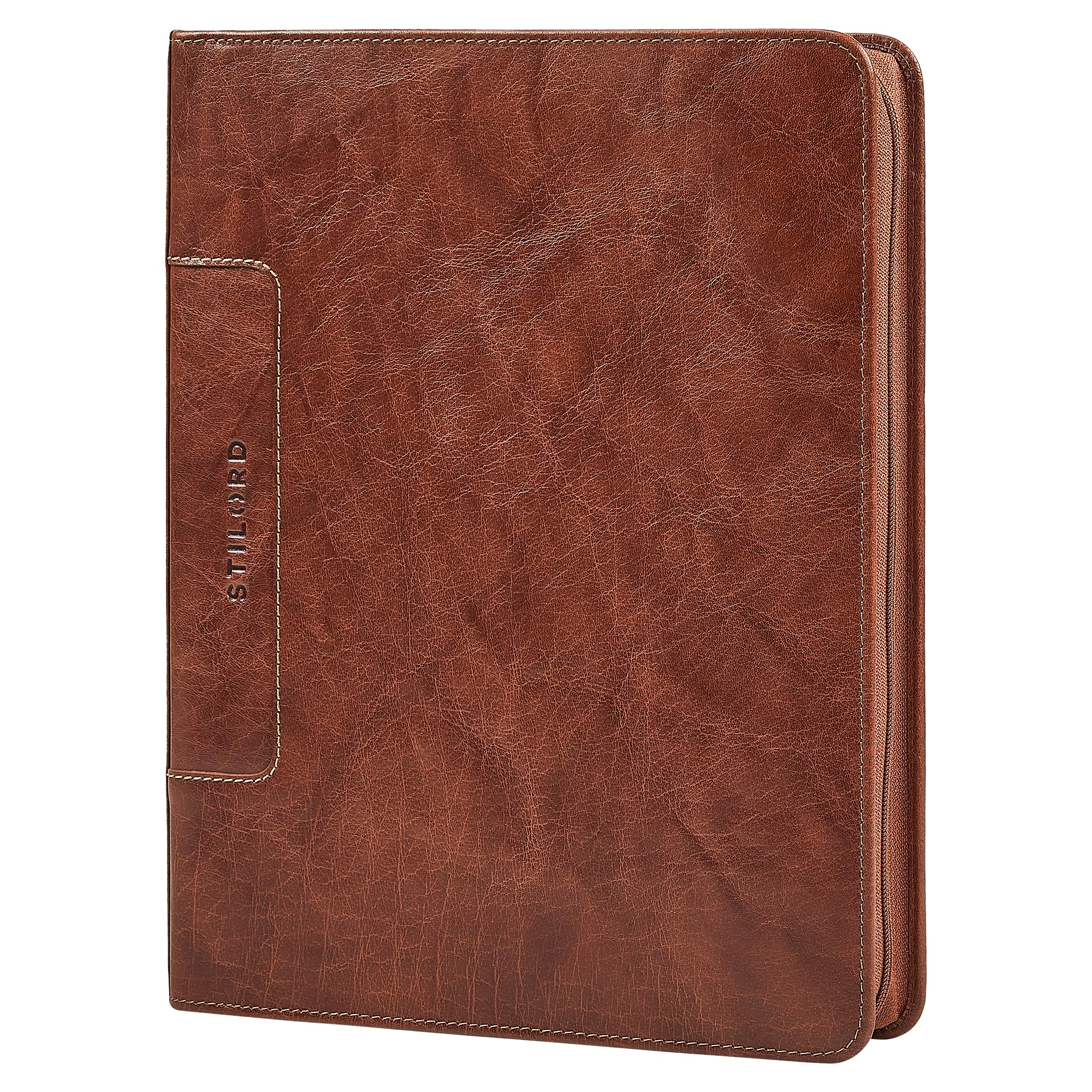 STILORD "Don" Cartella Portadocumenti A4 in Pelle Marrone Vintage Porta Documenti in Vera Pelle con Anelli Porta Tablet 11 Pollici Organizer Cuoio da ufficio per Uomo & Donna