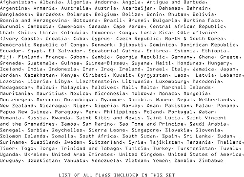 AES 12x18 Stick Flag United Nations Member Set Flags International 193 Países de la ONU