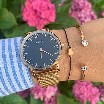 Bracciale Regolabile A Cuore In Oro Rosa Con Nastro Tessuto Marrone - Fatto A Mano In Germania In Confezione Regalo
