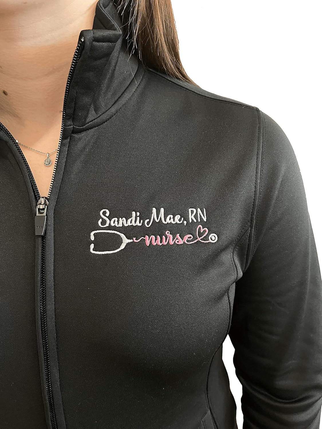 Stethoscope Heart Nurse Track Jacket with Personalized Credentials and Name