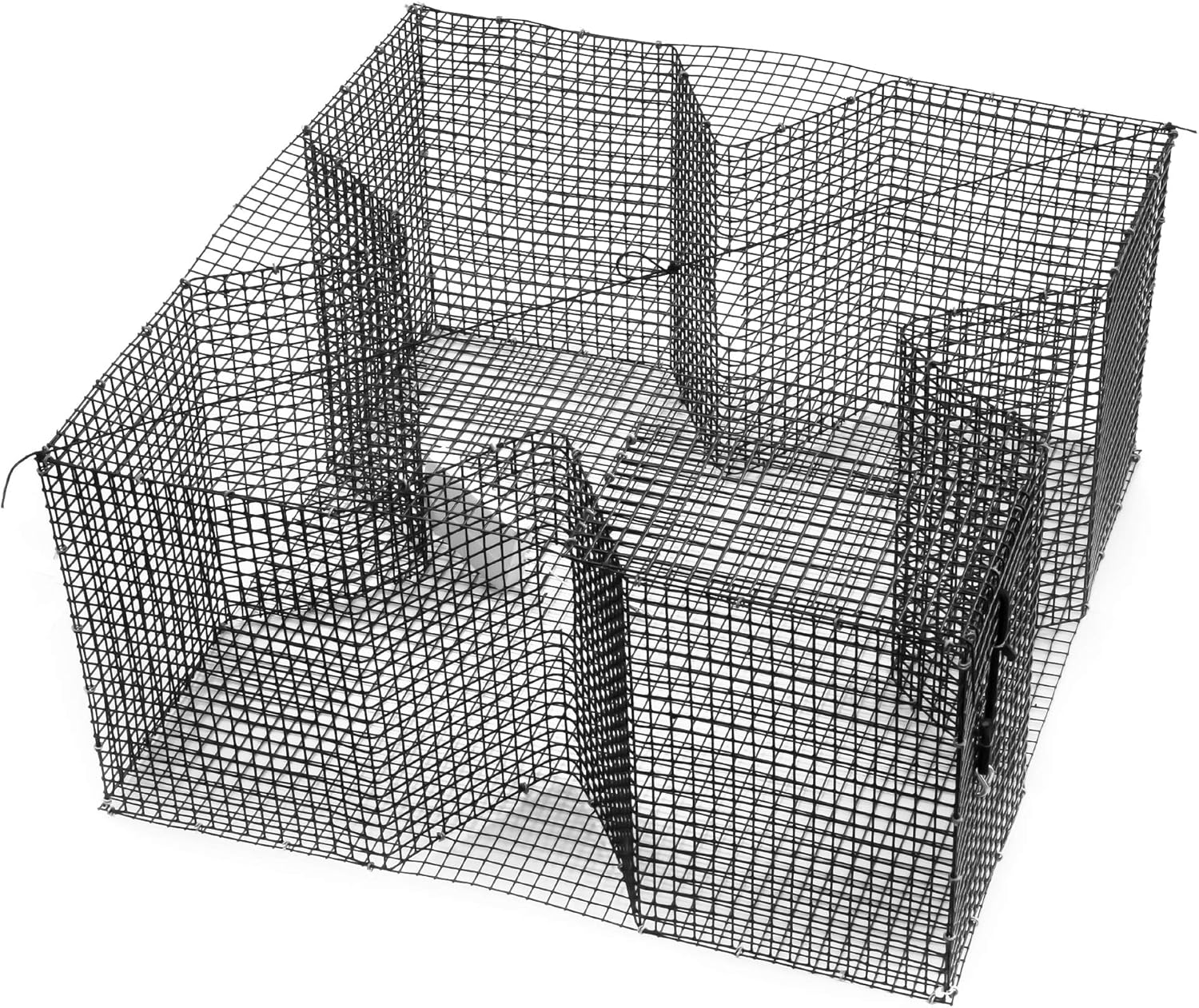 Nets & More Bait Trap. 24" x 24", 12" deep. 1/2" x 1/2" mesh. Galvanized or PVC Coated mesh for Bream and Other Bait Fish. Made in The USA.