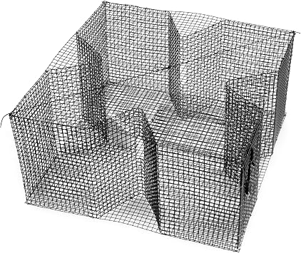 Nets & More Bait Trap. 24" x 24", 12" deep. 1/2" x 1/2" mesh. Galvanized or PVC Coated mesh for Bream and Other Bait Fish. Made in The USA.