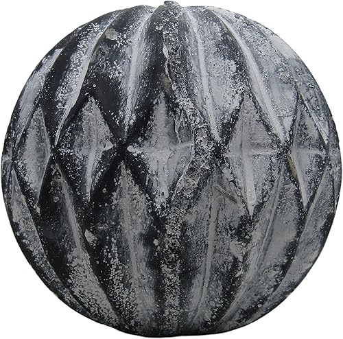 Miniatura 5 de PD Home & Garden Esfera de jardín de granja de hormigón de diamante acentuado blanco rústico envejecido 4 pulgadas de diámetro