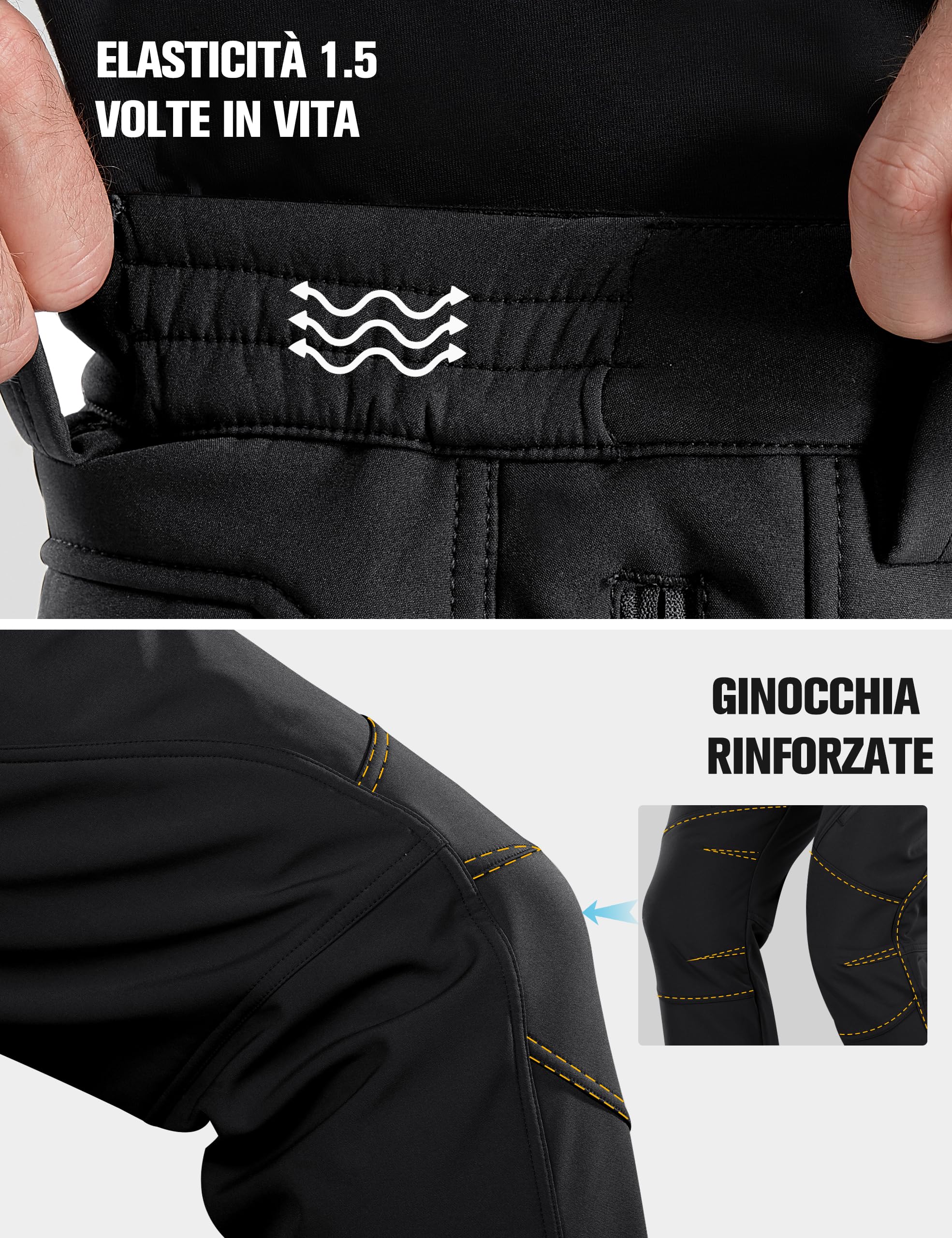 FREE SOLDIER Pantaloni da Lavoro da Uomo per attività All'aperto Pantaloni Softshell Sci Termici Impermeabile Pantaloni Trekking Invernali Pantaloni da Caccia