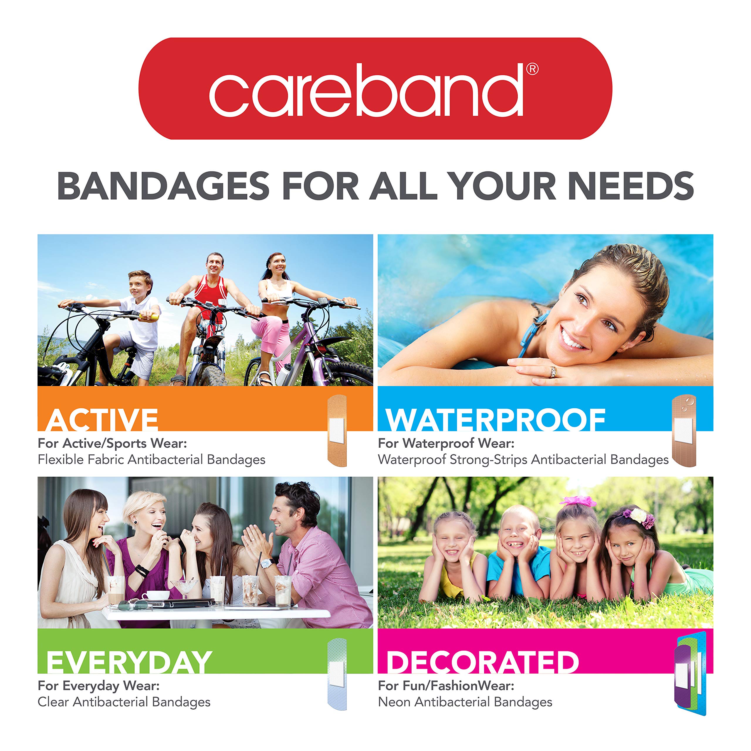 Careband Ultra 62947 Assorted Anti-Bacterial Bandages, Pack of 200