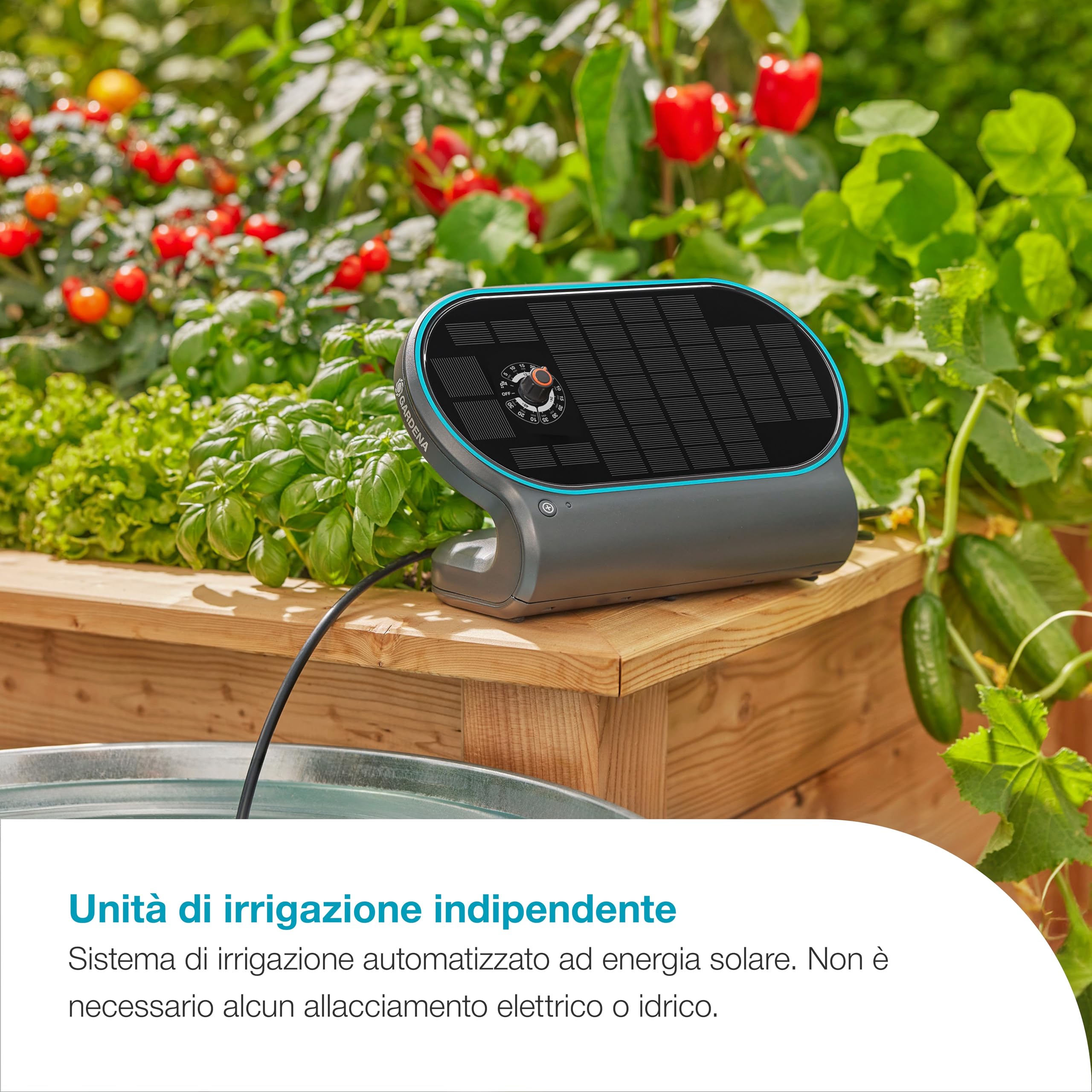 Gardena AquaBloom L Set, sistema di irrigazione autosufficiente per balconi, terrazze e aiuole rialzate, senza allacciamento idrico o elettrico, fornisce fino a 30 piante (13330-20)