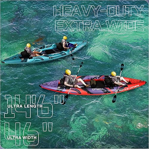 Miniatura 20 de UPWELL Kayak inflable de 11 pies/14 pies 6 pulgadas con piso de punto de caída y accesorios, incluyendo asiento de kayak con cojín grueso, paleta