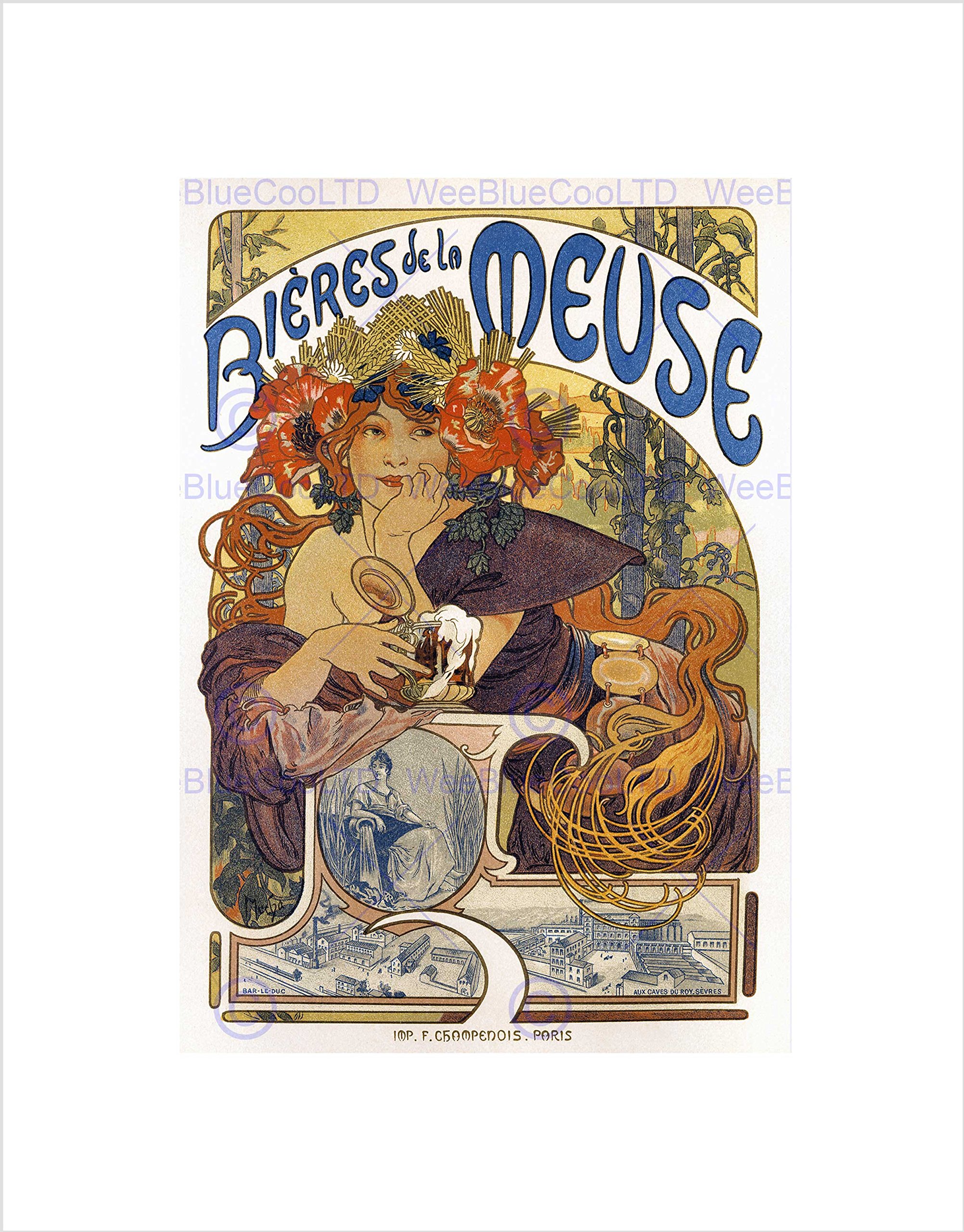 Wee Blue Coo Advert Beer Of The Meuse Paris France Vintage Wall Art Print