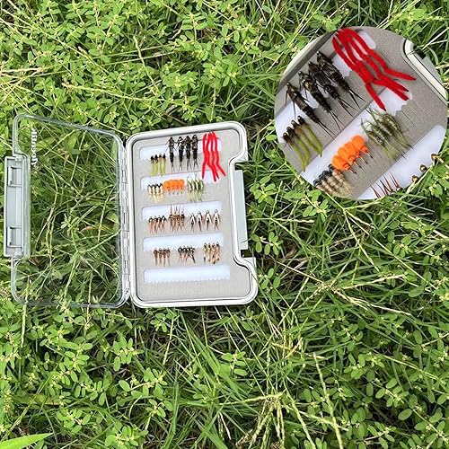 Miniatura 4 de Kit de moscas de pesca con mosca, surtido de 324048 piezas, señuelos de pesca con mosca seca y húmeda, moscas Nyphm, moscas serpentina, ganchos de