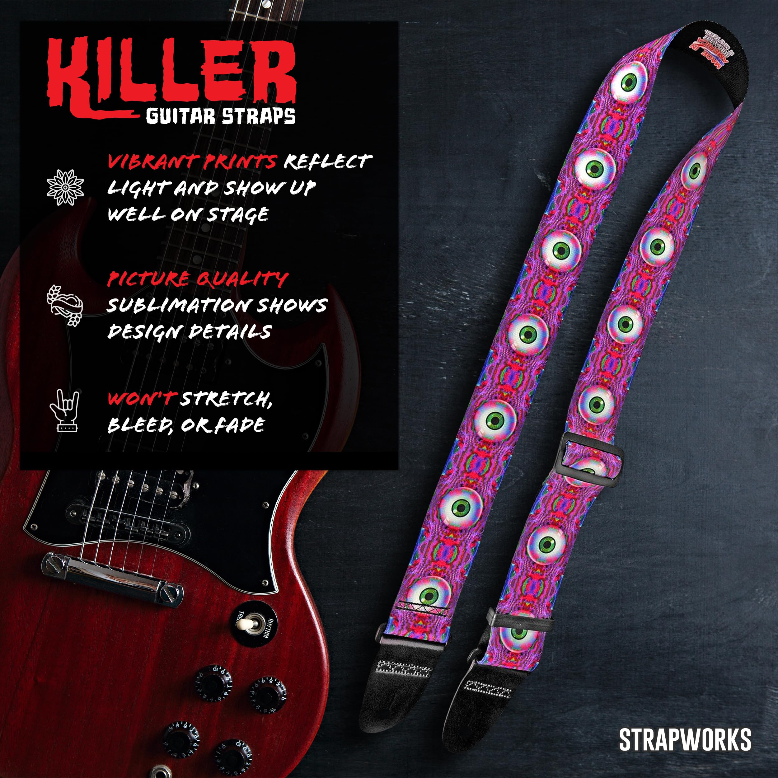 killer-q guitarra correas 2 pulgadas por 5 pies, Premier: eyescape