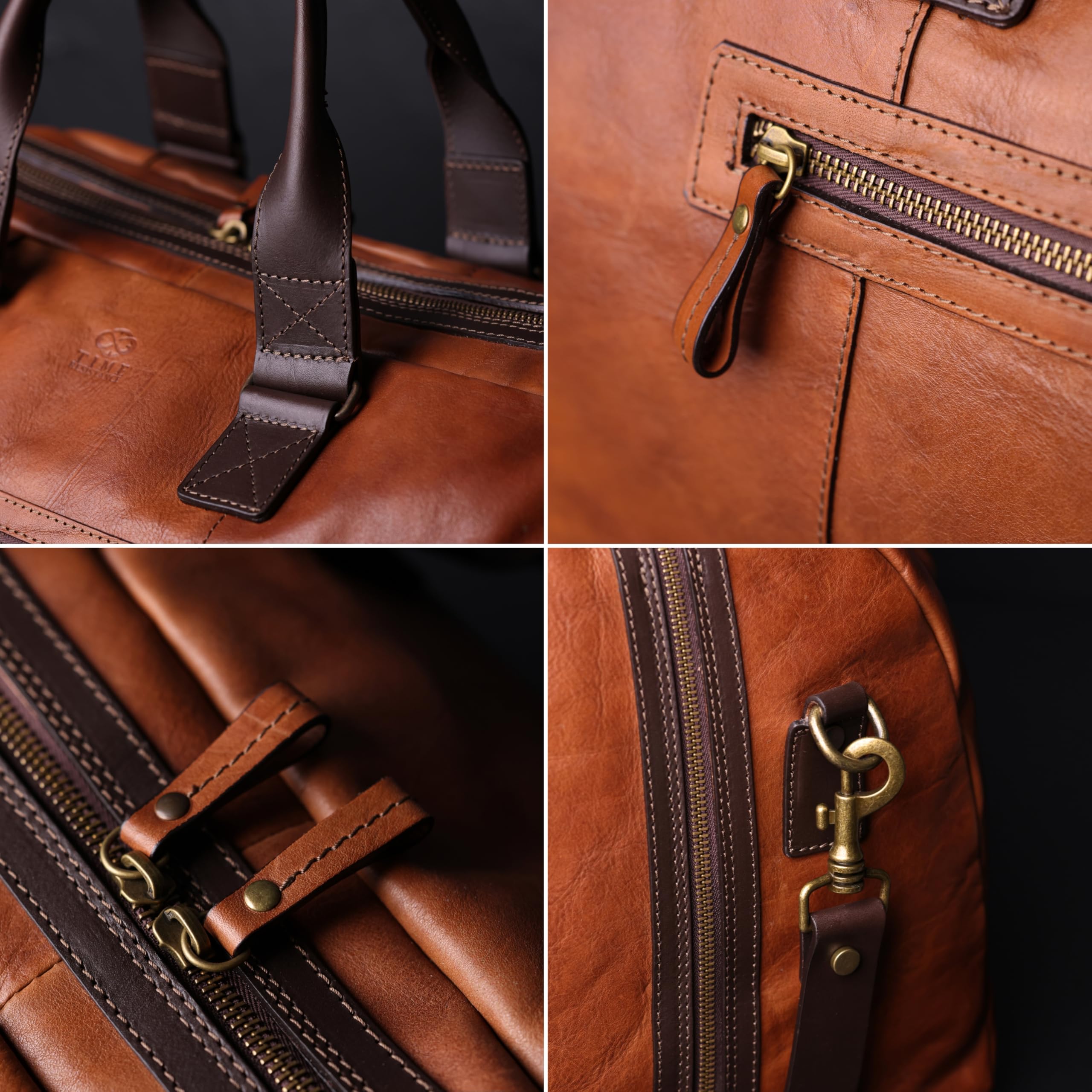 Time Resistance Leder Reisetasche – Duffel Tasche aus Vollnarbenleder – Gym Sporttasche für Herren und Damen – Übernachtungs- oder Wochenendtasche – Weekender Tasche – Gepäcktasche Bag aus Leder