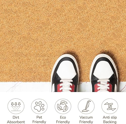 Miniatura 3 de Tapete extra grande para decoración de patio, tapetes de fibra de coco con respaldo de PVC, tapete antideslizante para decoración de granja y