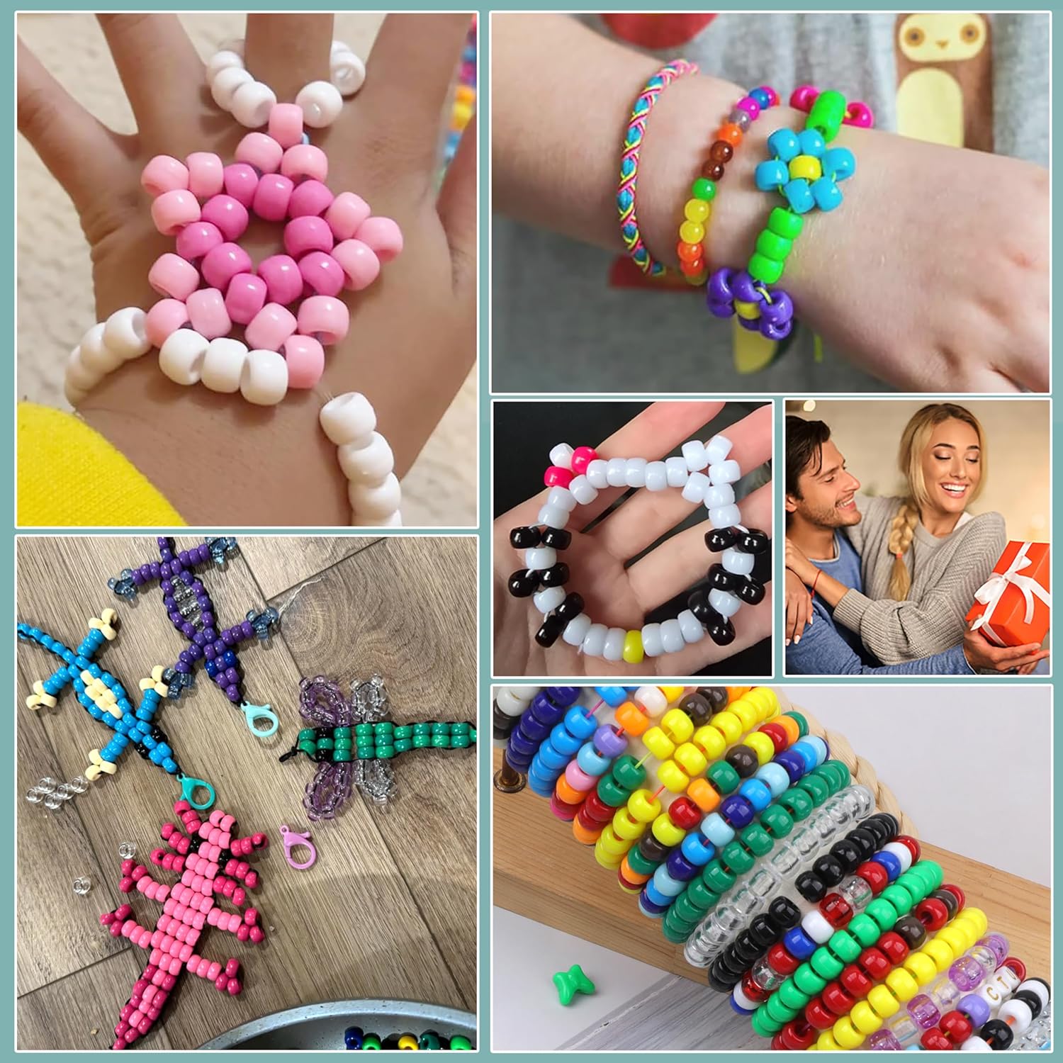 1000Pcs Blue White Transparent Glitter Winter Pony Beads Plastic Heart Butterfly Star Beads for Friendship Bracelet Making 6x9mm with 4mm Hole, Festive Supplies for DIY Jewelry & Holiday Decor - Image 6