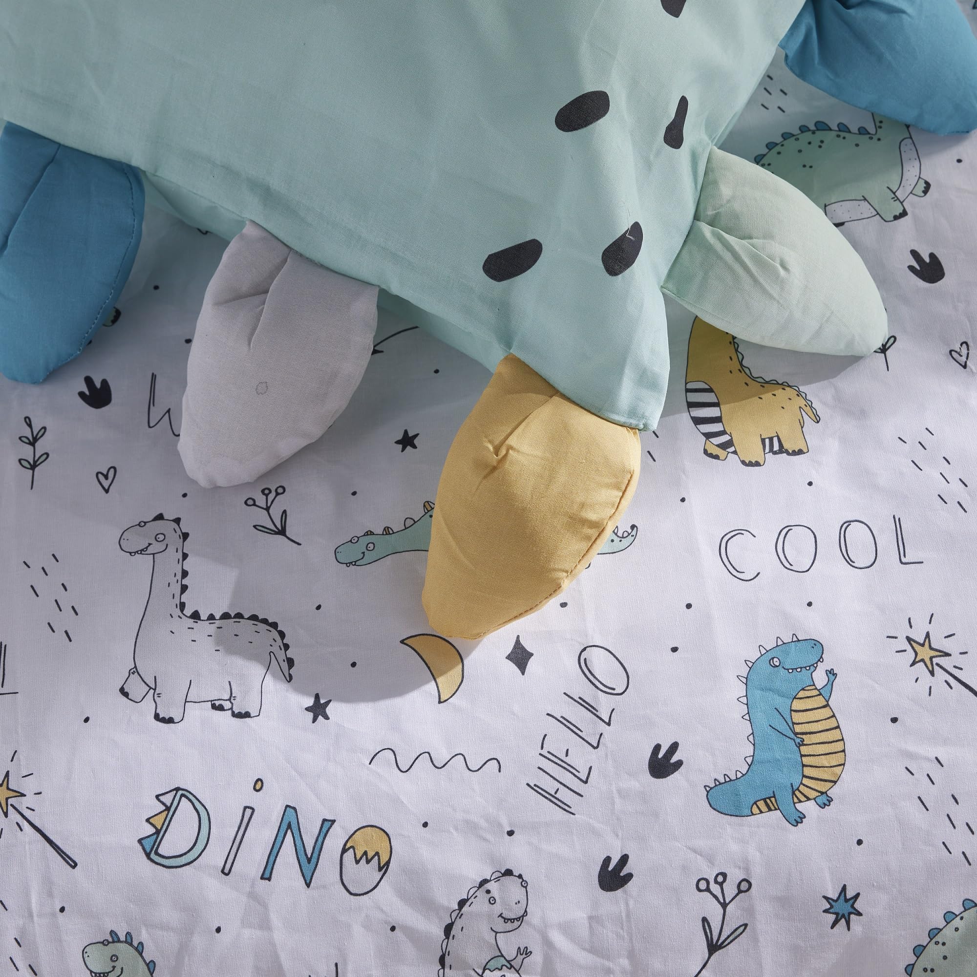 Biancheria Letto Bambini Dinosauro - Set 2 Pezzi (100x135 Cm + 40x60 Cm) Cotone, Zip E Reversibile - Foto 12