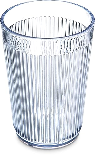 Carlisle FoodService Products Crystalon - Vaso apilable de plástico con textura acanalada para restaurantes, catering, cocinas, plástico, 8.4 onzas,
