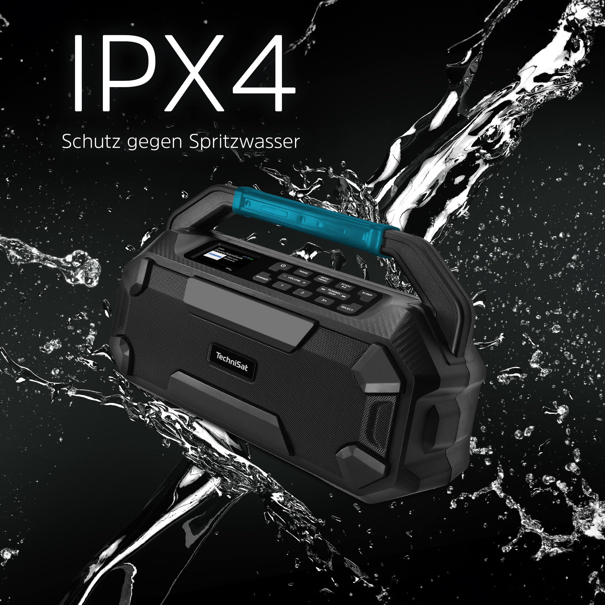 TechniSat Viola 231 OD – Makita Akku kompatibles Baustellenradio (DAB+, UKW, AUX in, Bluetooth, IPX4 Spritzwassergeschützt, 2 x 15 W Stereo Lautsprecher)