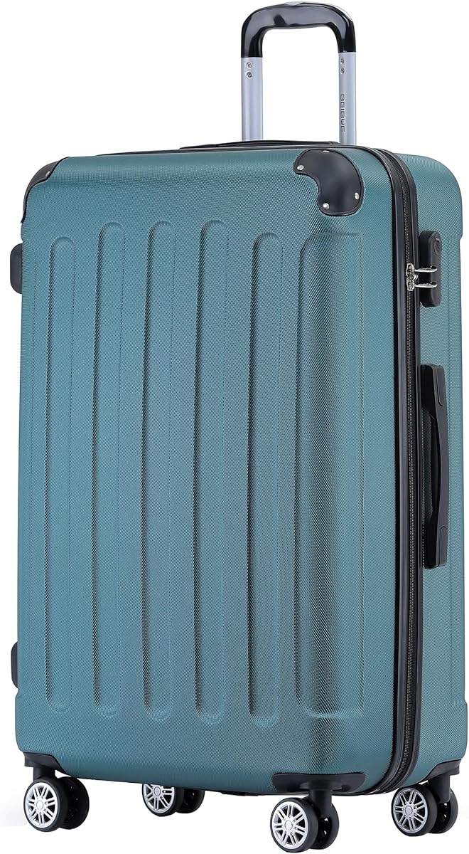 BEIBYE Hartschalen-Koffer Trolley Rollkoffer Reisekoffer Handgepäck 4 Rollen (M-L-XL-Set) (Dunkelgruen, XL)