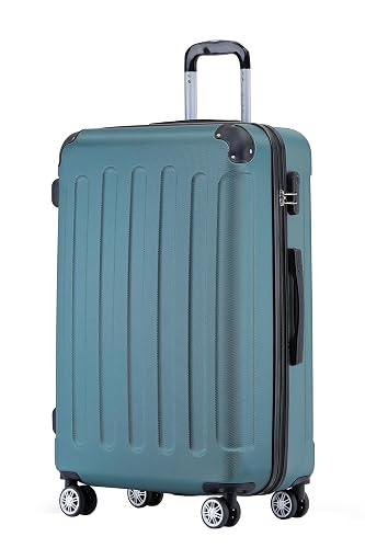 BEIBYE Reisekoffer L 66 cm – Hartschalenkoffer aus ABS mit Doppelrollen für Urlaubsreisen, Dunkelgrün