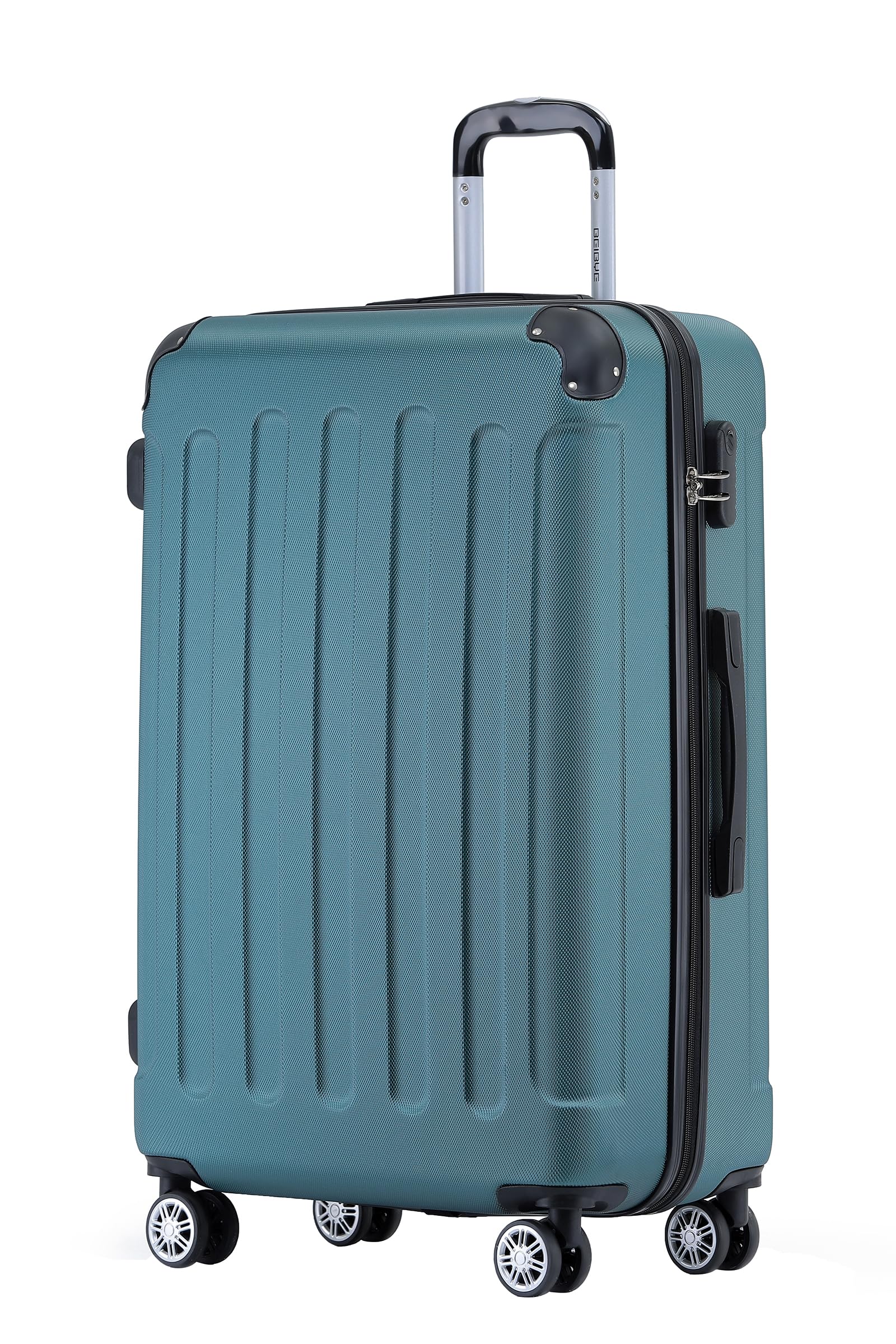 BEIBYE Hartschalenkoffer XL 76 cm – großer Reisekoffer, leicht, robust, ABS, 360° Doppelrollen, Zahlenschloss, Dunkelgrün