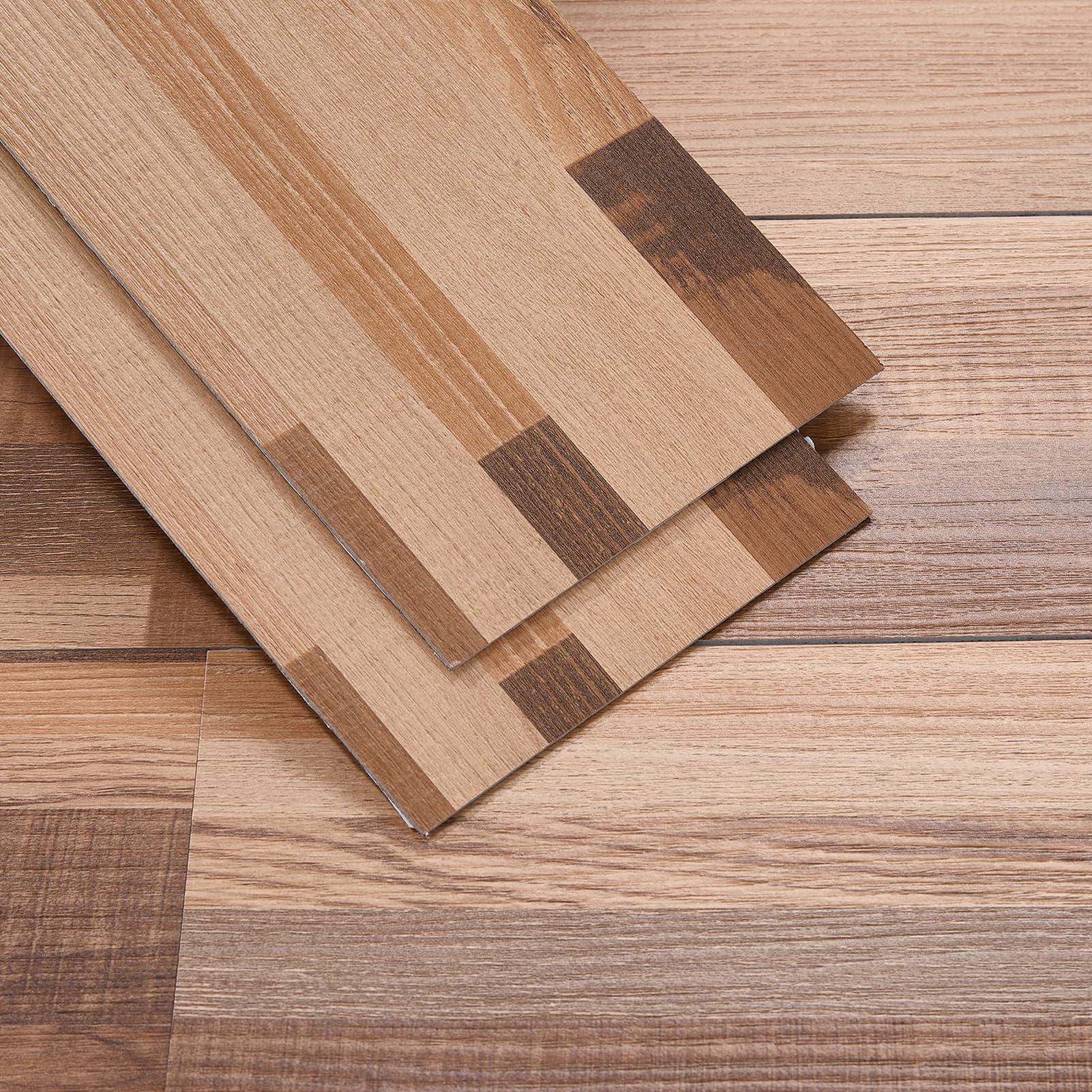 INMOZATA Floor Tiles Self Adhesive, 36-Pack, 5.02 Sq M Coverage, 91.5cm x 15.2cm Wood Plank, 2mm Thick Waterproof Peel and Stick Flooring for Kitchen, Bathroom, Bedroom, Living Room(Brown Block)