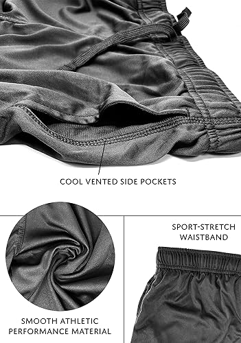 Miniatura 7 de Andrew Scott Paquete de 7 pantalones cortos deportivos de baloncesto estilo malla de rendimiento activo para niños