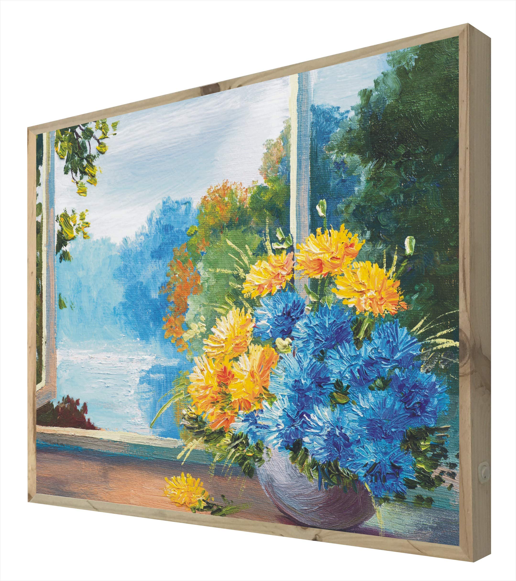 Bouquet de fleurs LED sur panneau en bois pour veilleuse de chambre