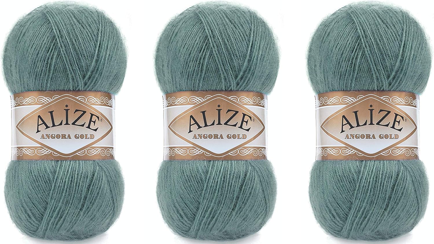 Alize Angora Gold Yarn 20% Wool 80% Acrylic Lot of 3skn 300gr 1805yds Thread Crochet Lace Hand Knitting Turkish Yarn (164-Azure)