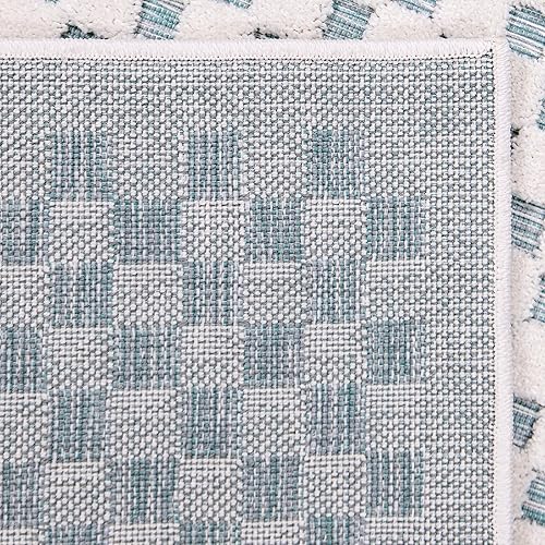 Vista 6 de Orian Rugs Simply Southern Cottage Lecompte - Alfombra rectangular de 4 x 6 pies en azul claro natural, alto y bajo, diseño geométrico, patio