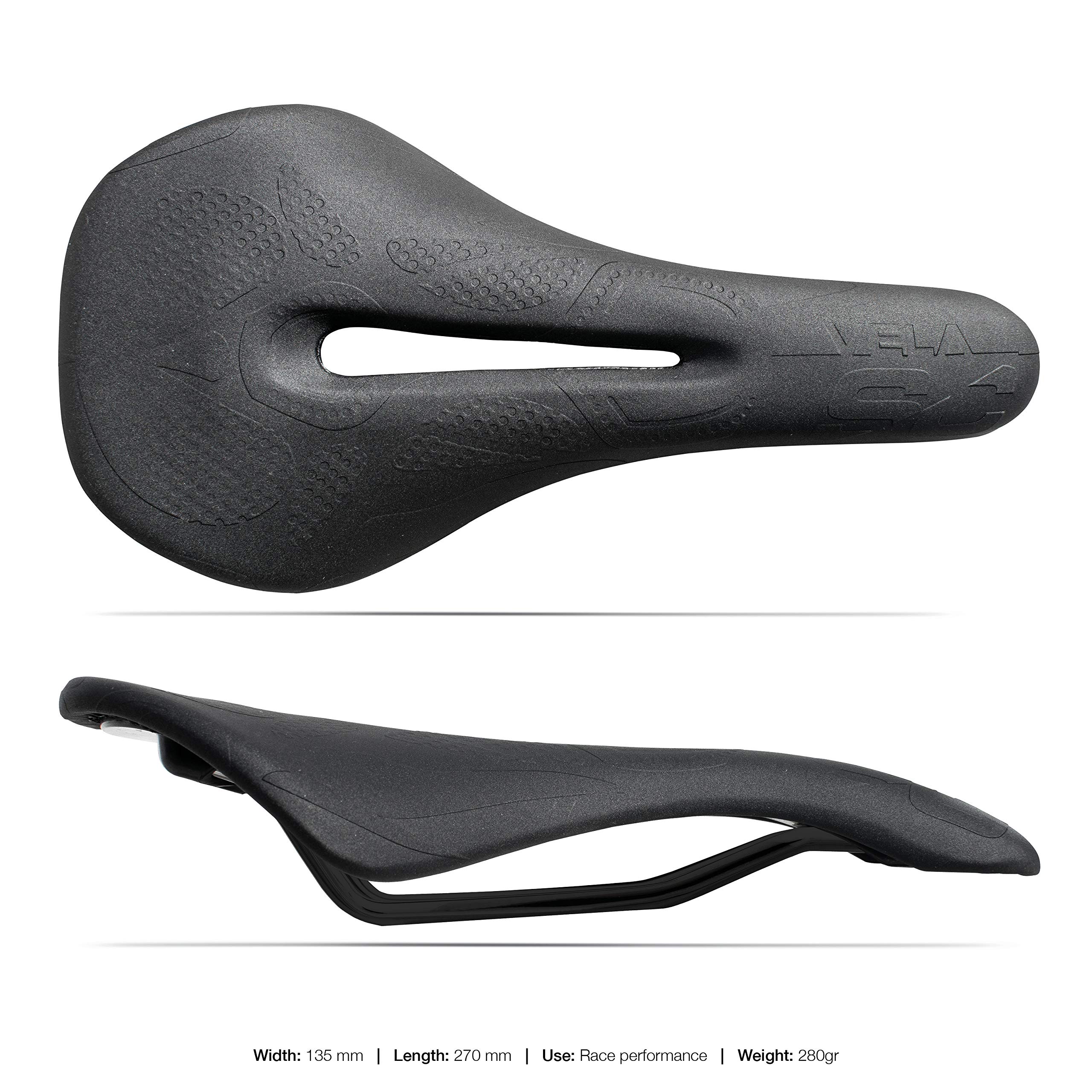 Bicycle Saddle MTB Race Racing Bike Sail SC Volcano Inserts Reflex 3M Anatomical MORPHOS with Center Hole (Total Black)