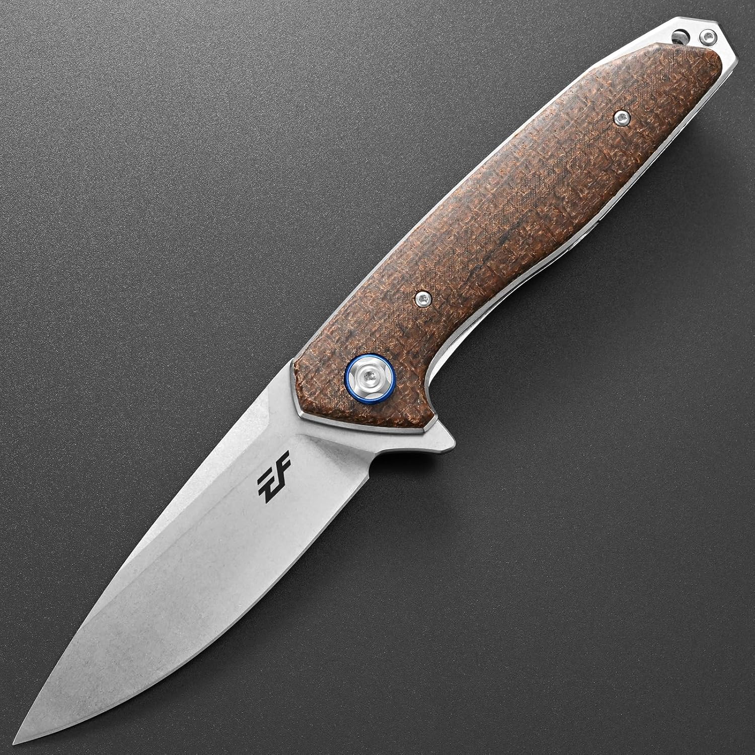 Eafengrow EF972 Folding Knife, D2 Steel Blade Micarta Handle Pocket Knife Folder for Outdoor Camping Hiking Working EDC Tool Knife(Brown)