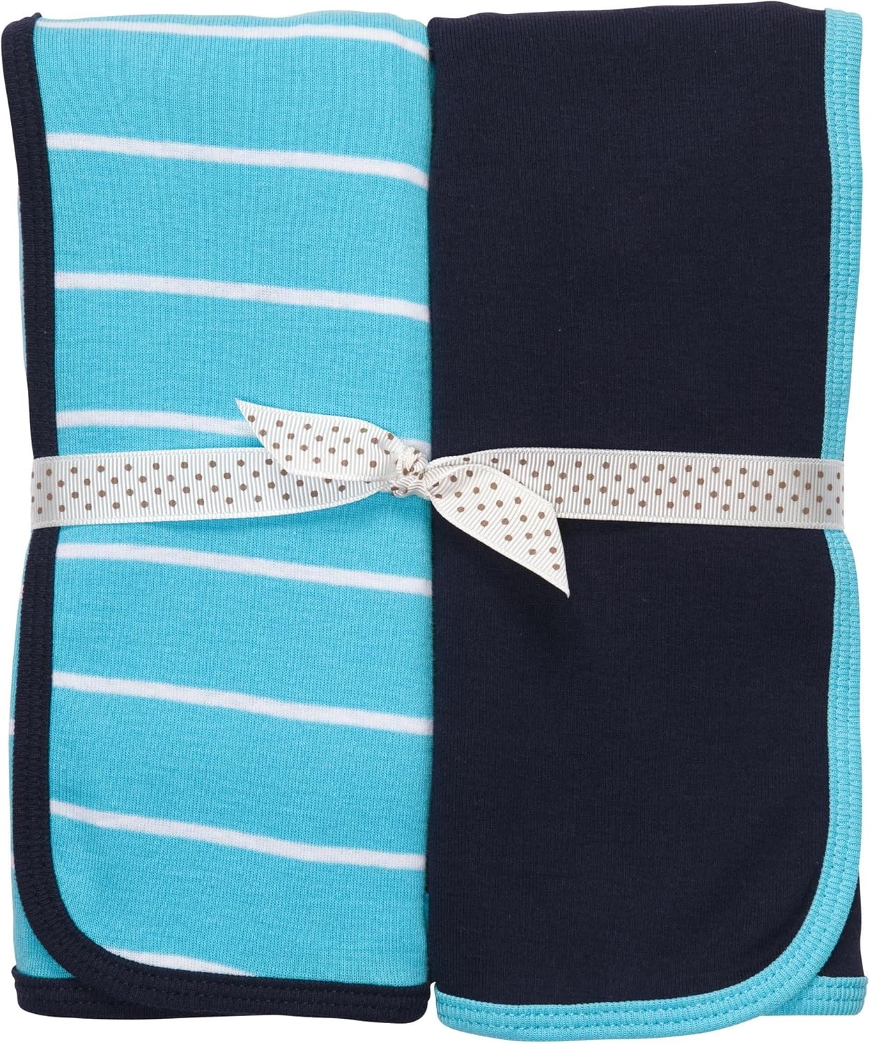 Carter's Baby Boys "Little Layette" 2pack 35"x35" Cotton Knit Navy/Turquoise