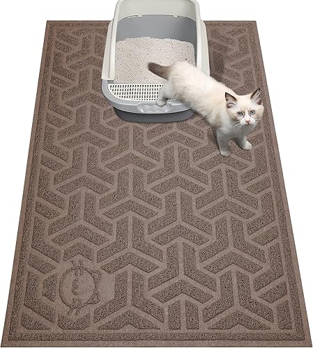 UPSKY Tapete de arena para gatos, tapete suave para patas de gatito, tapete duradero para caja de arena grande de 35 x 24 pulgadas, control de