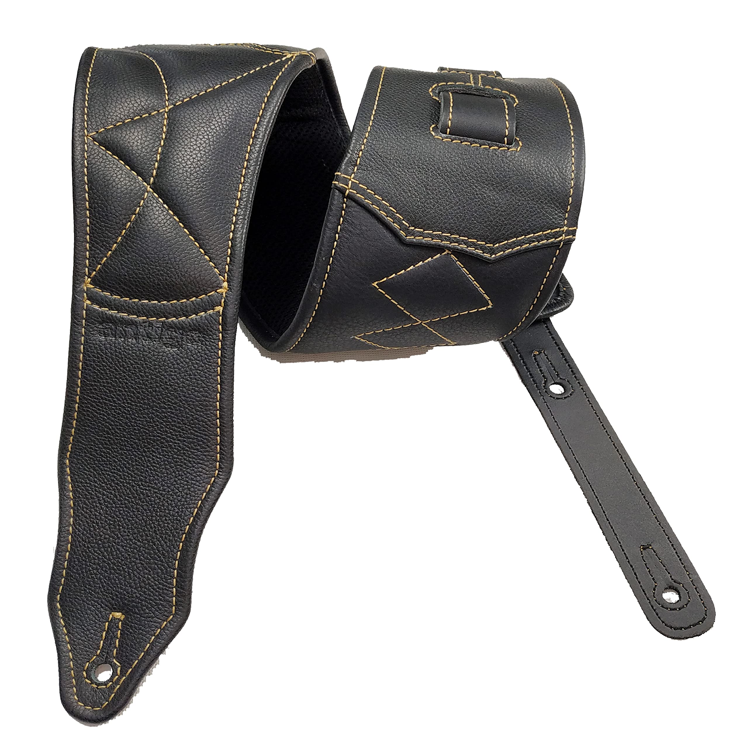 antigo Leather Guitar Strap for BASS/ELECTRIC/ACOUSTIC/HEAVY/METAL GUITARS with PICK HOLDER Size Adjustable 42-56 Inch 4 Inch Wide 15 MM Cushion Padded Bovine with NAME CUSTOMIZATION RVD-G-064-image-26