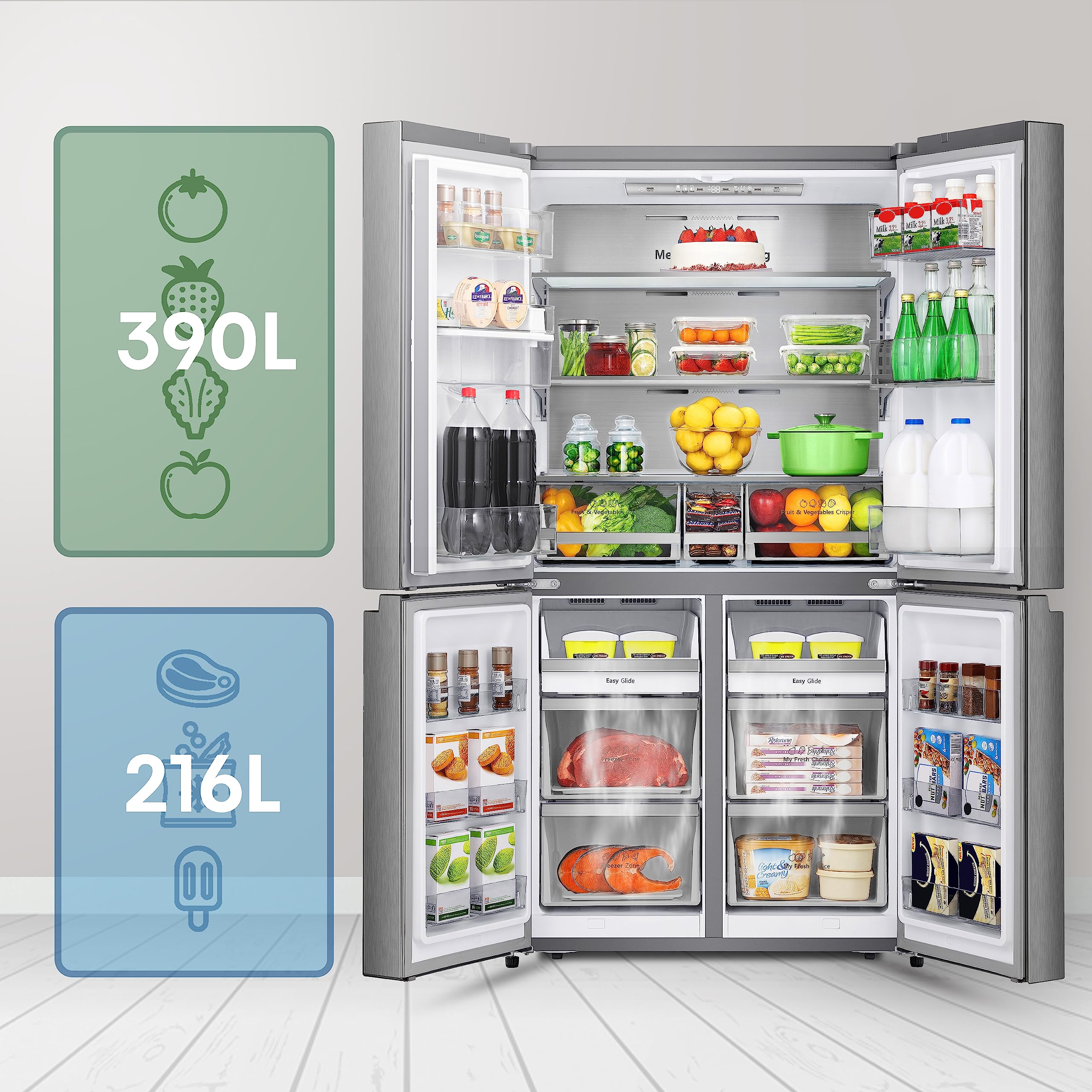 Hisense RQ758N4SWSE - Frigorífico, Puerta Americana, WiFi, Metal Tech Cooling, Total No Frost, Capacidad Neta 609 L, 1.78 m Inox
