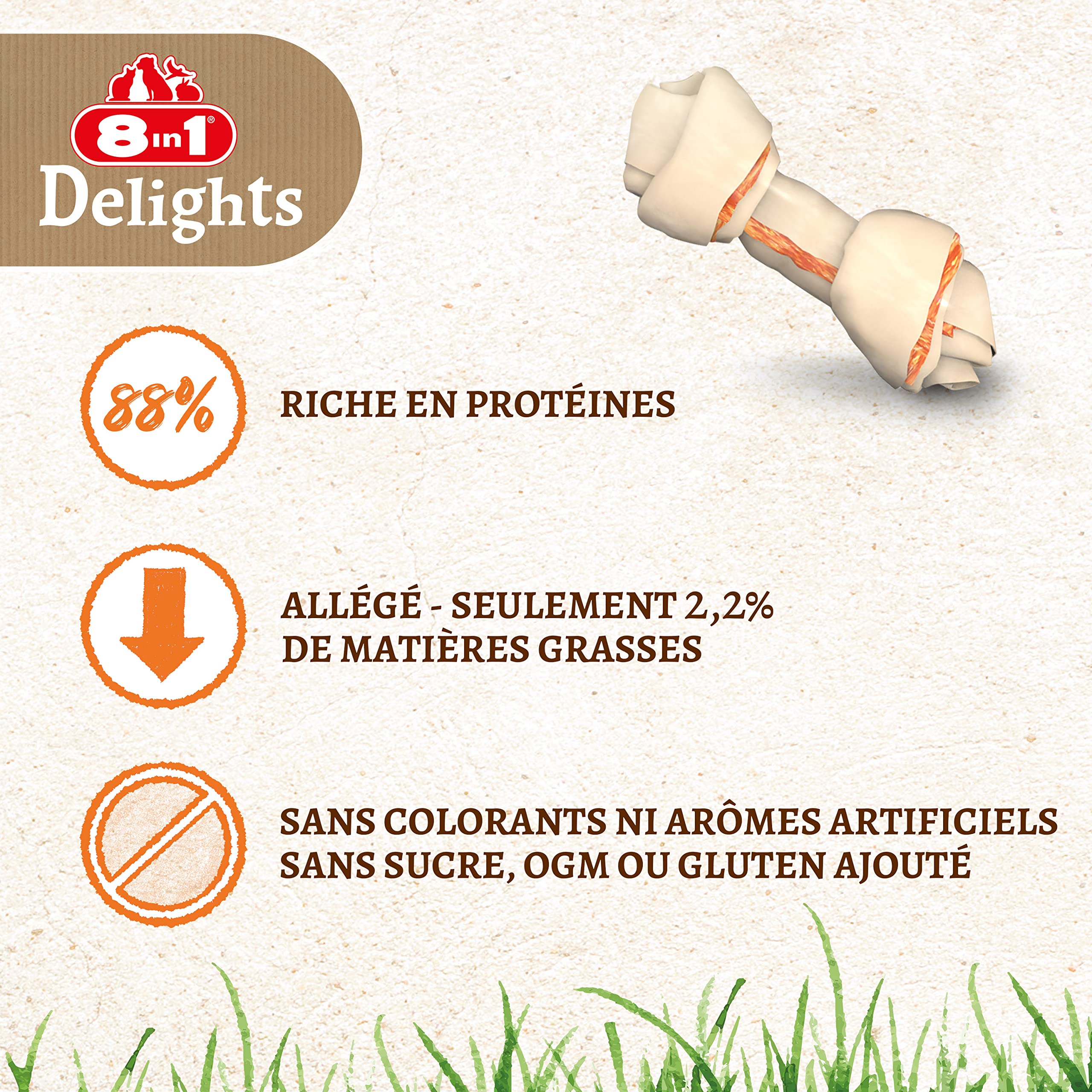 8in1 Delights XS - Os à Mâcher garnis de poulet pour Chien de Petite Taille - 7 pièces