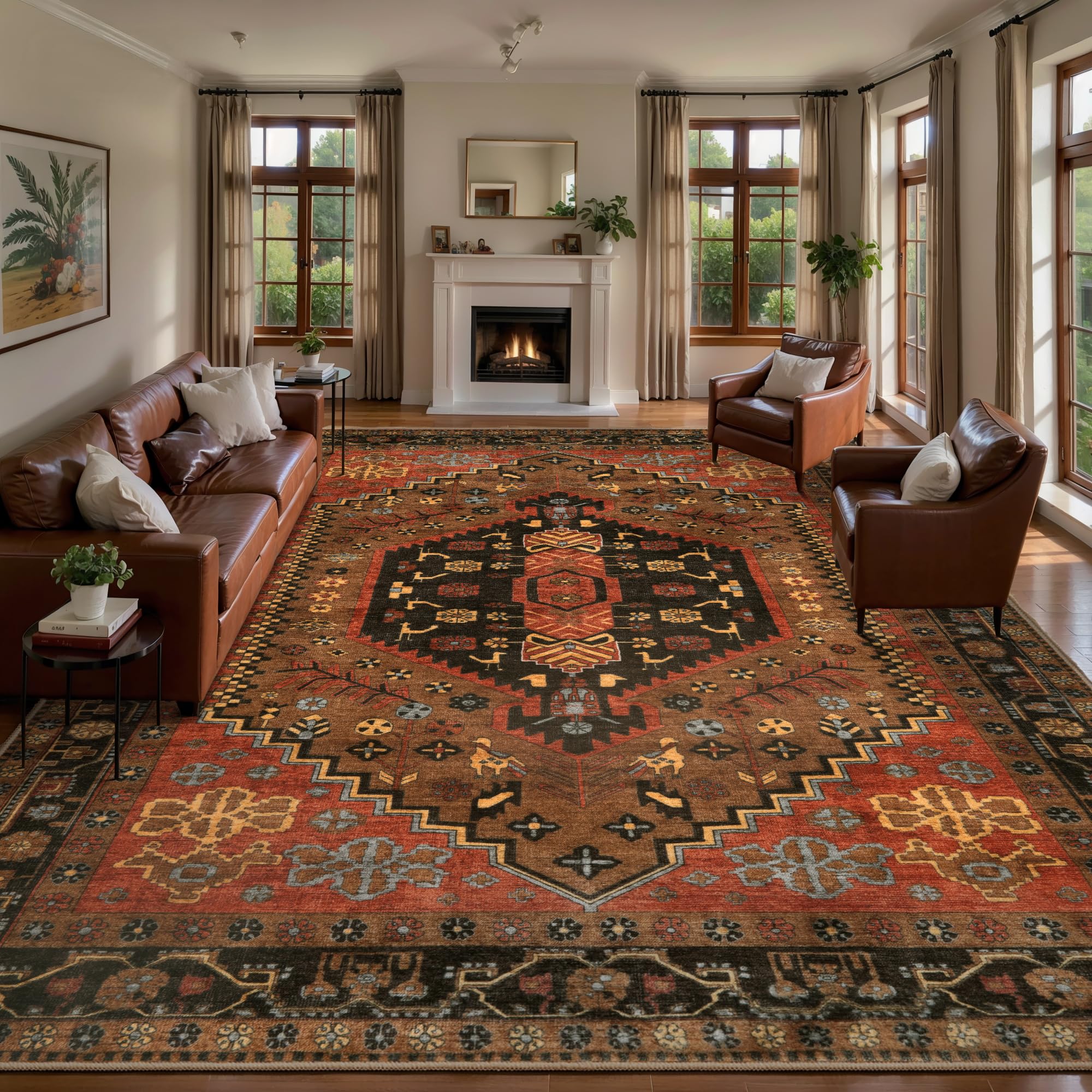 Ciicool 8x10ft Washable Vintage Rug
