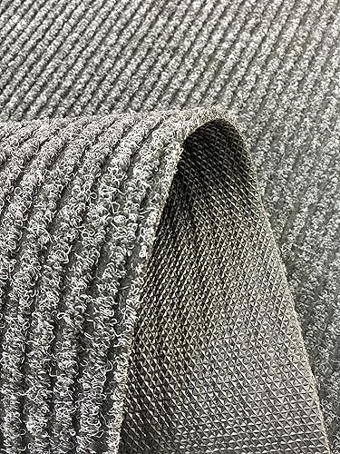 Miniatura 7 de Tough Collection - Rollo de alfombra, gris, marrón, azul, de 69 cm o 91 cm de ancho, goma antideslizante en la parte inferior, Sintético, gris