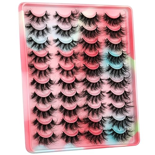 Miniatura 7 de Newcally - Pestañas postizas de visón sintético de 0.78 pulgadas de largo, voluminosas, dramáticas, ralas, 5D, tira de pestañas rusas, paquete