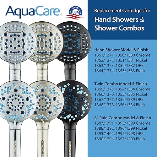 Miniatura 5 de AquaCare Paquete de 2 cartuchos de repuesto de filtro de ducha American KDF Pure Stay-Clean para cabezales de ducha de mano más avanzados del mundo