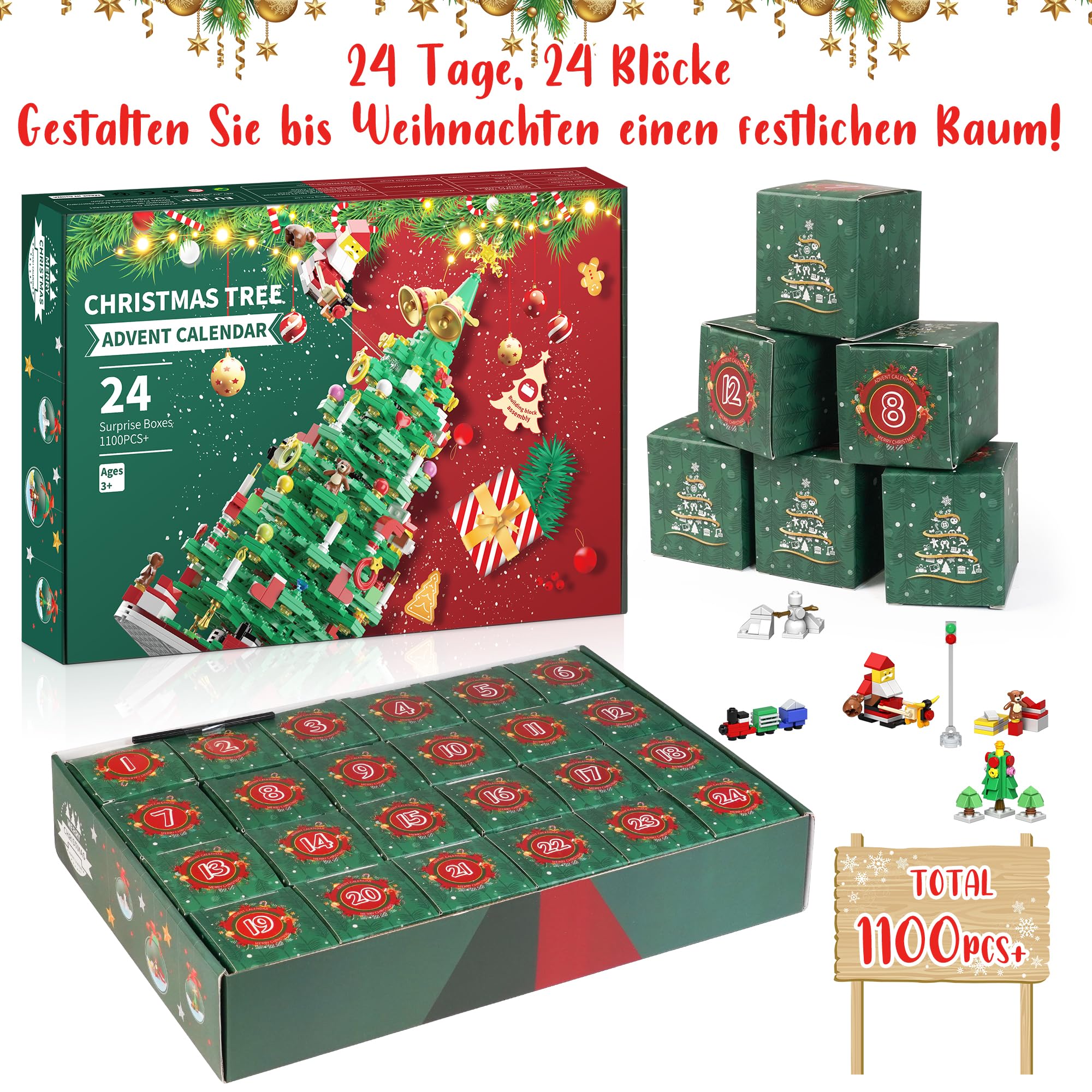 Joozmui Calendario dell'Avvento 2025 bambini, albero di Natale giocattolo da 3 4 5 6 7 8 9 10 anni ragazzo regalo per bambini regalo ragazza 3-12 anni calendario di Natale