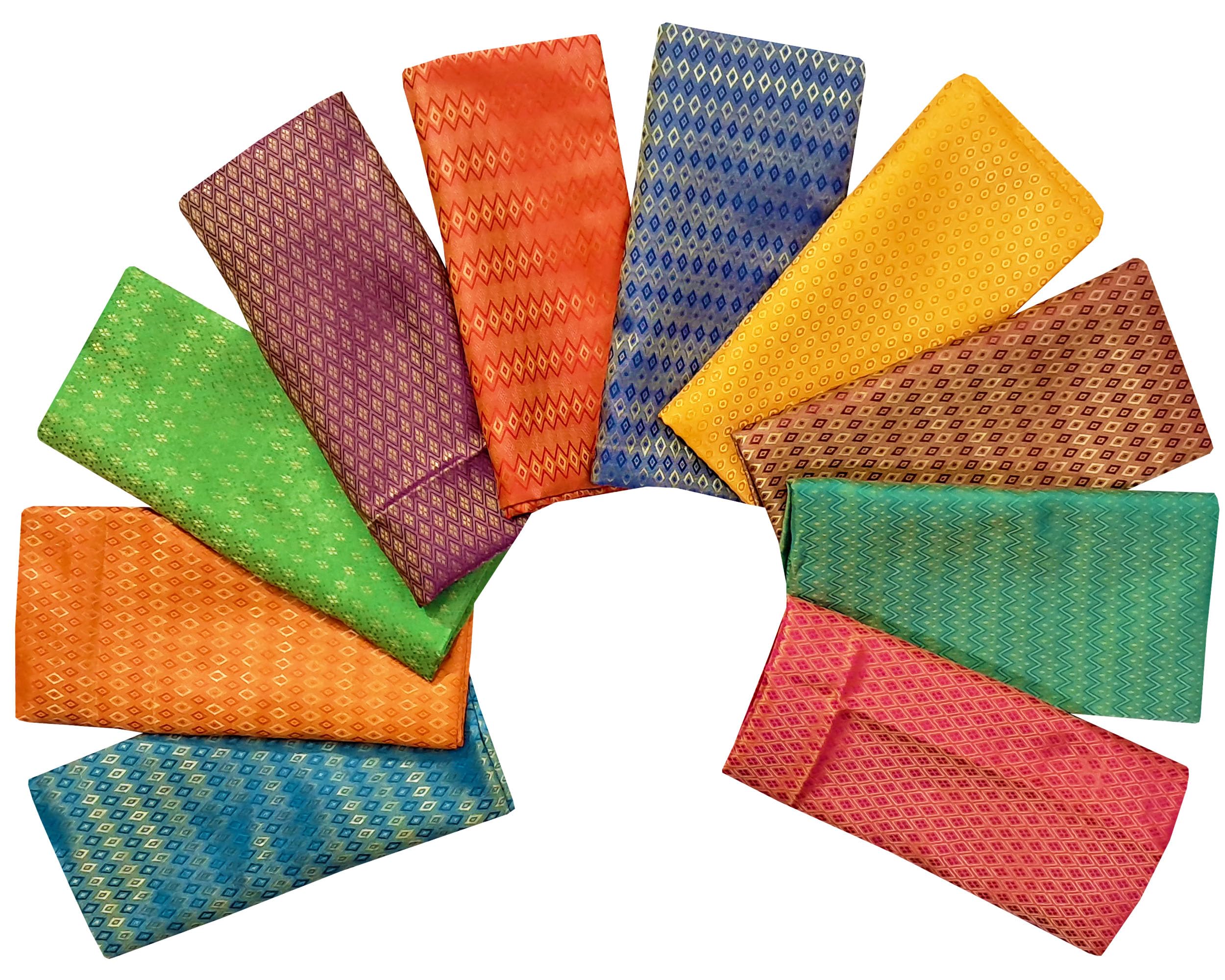 Silk Blouse Piece Material for Women, Unstitched, Combo of 10 (1 Meter Each) - Navratri, Durga Puja, Oti Bharan, Ugadi Special-image-0