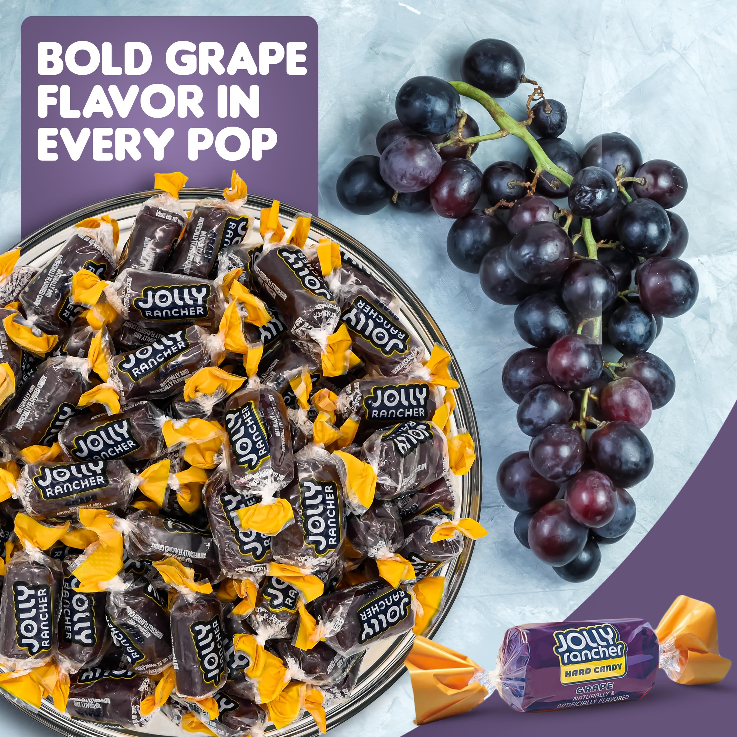 Grape Jolly Ranchers Hard Candy – Original Flavor – 1 LB Bulk Bag (Approx. 75 Pieces) – Individually Wrapped Tart & Sweet Treats for Baby Showers, Back to School, Birthdays & Gift Bags