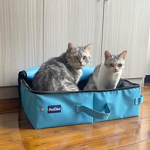 Miniatura 7 de PetLike Caja de arena de viaje para gatos, caja de arena portátil a prueba de fugas, bandeja de inodoro plegable para gatos pequeños y medianos
